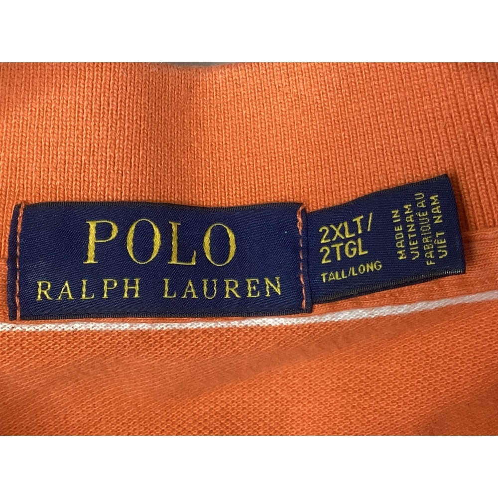 Polo‎ Ralph Lauren Mens Polo Shirt Orange White Striped Short Sleeve Casual Top - Picture 12 of 15